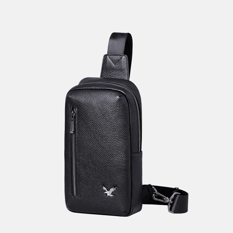 Men's bust bag cowhide Korean casual fashion simple crossbody bag