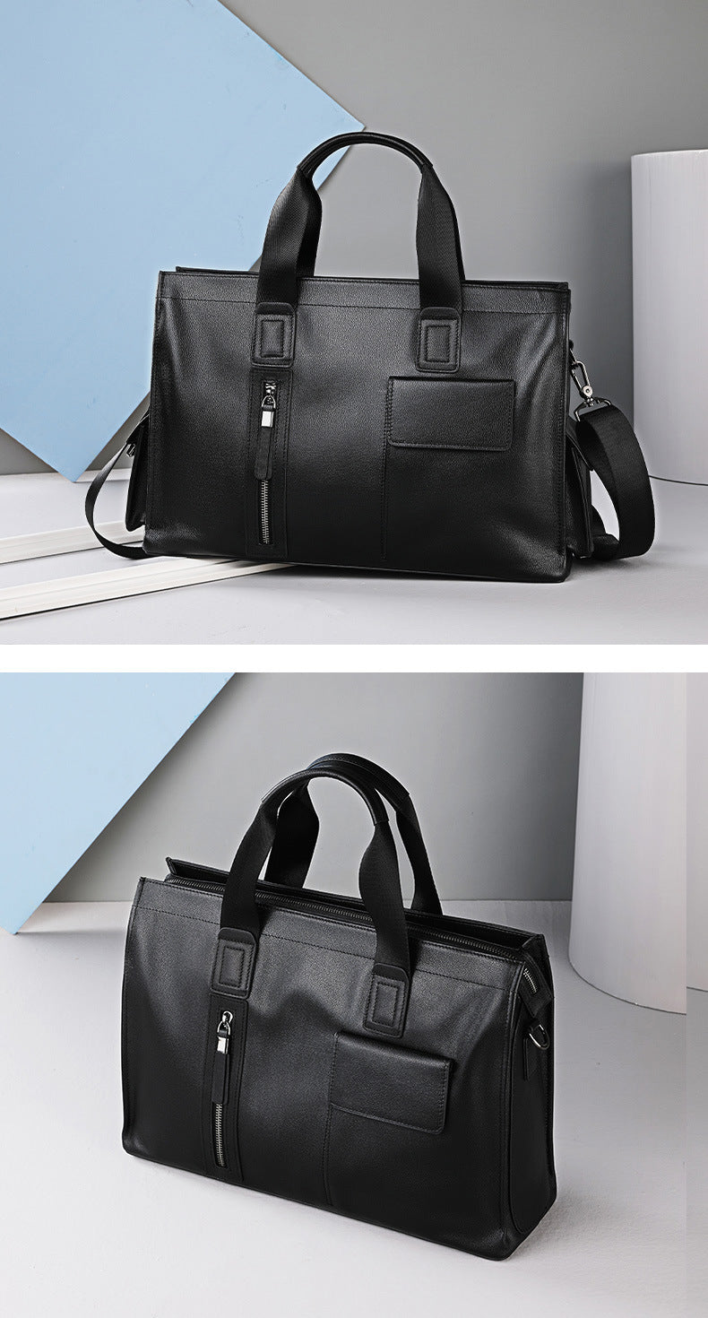Men's handbag, genuine cowhide leather, computer bag, business large-capacity briefcase