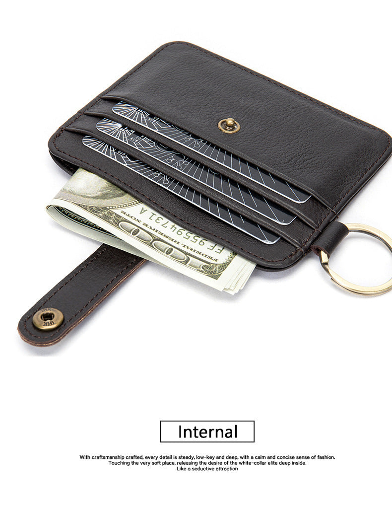 Men's wallet cowhide thin coin card holder casual card bag for men