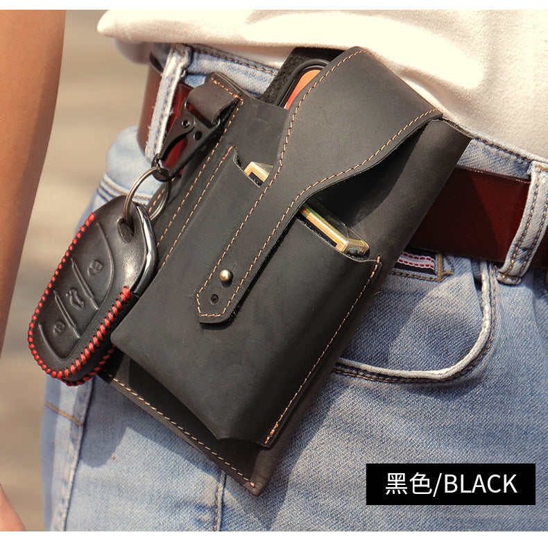Men's waist bag cowhide sports lock bag for men