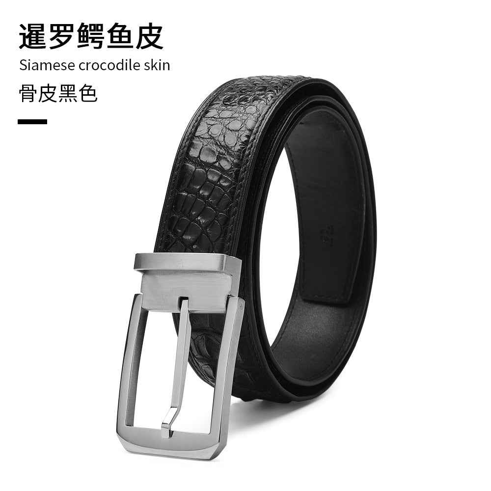 Siamese Crocodile Skin Men's Belt Genuine Leather Business Casual Width 3.8cm Men's Belt