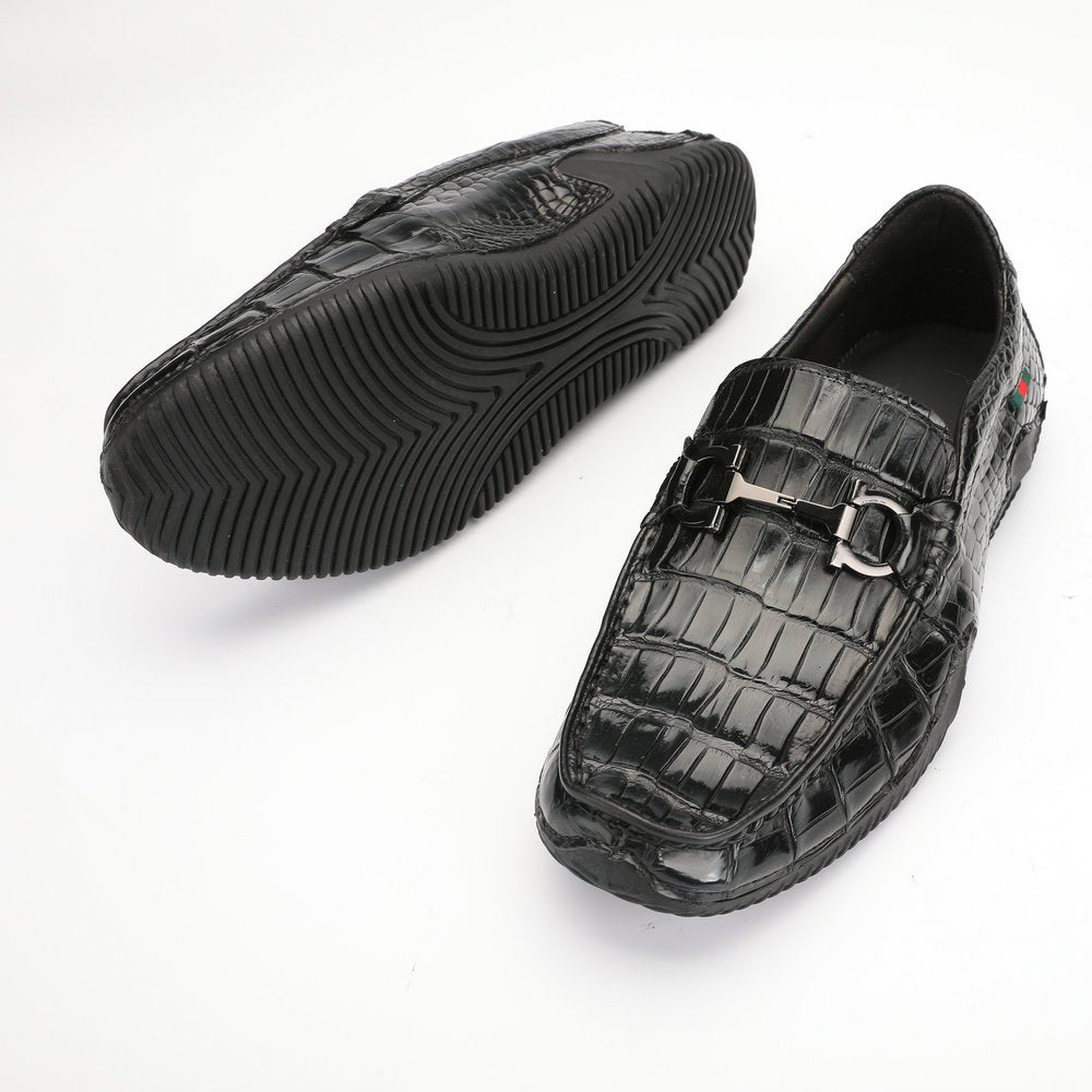 Crocodile Belly Skin Genuine Leather Men's Leather Shoes Moccasins Casual Loafers Shoes