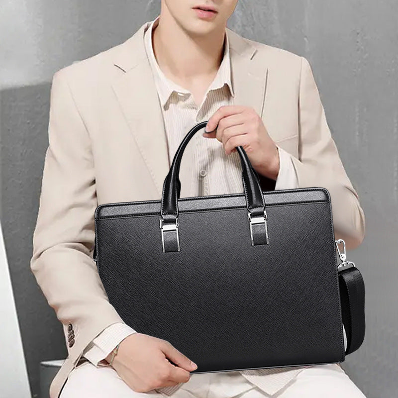 Men's handbag cowhide genuine leather computer bag large capacity business briefcase