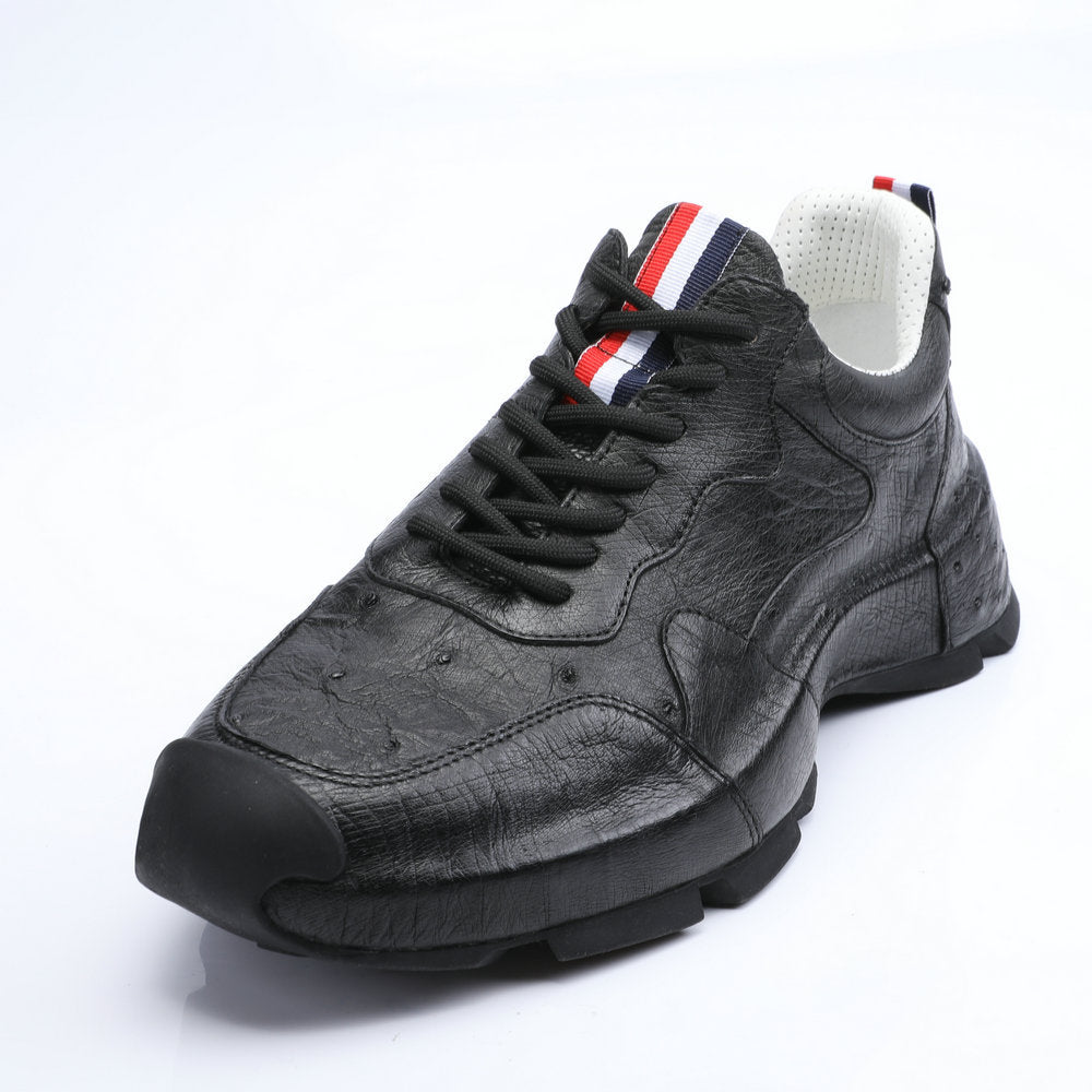 2023 New Ostrich Skin Men's Shoes Genuine Leather Luxury Fashion Casual Sports Shoes