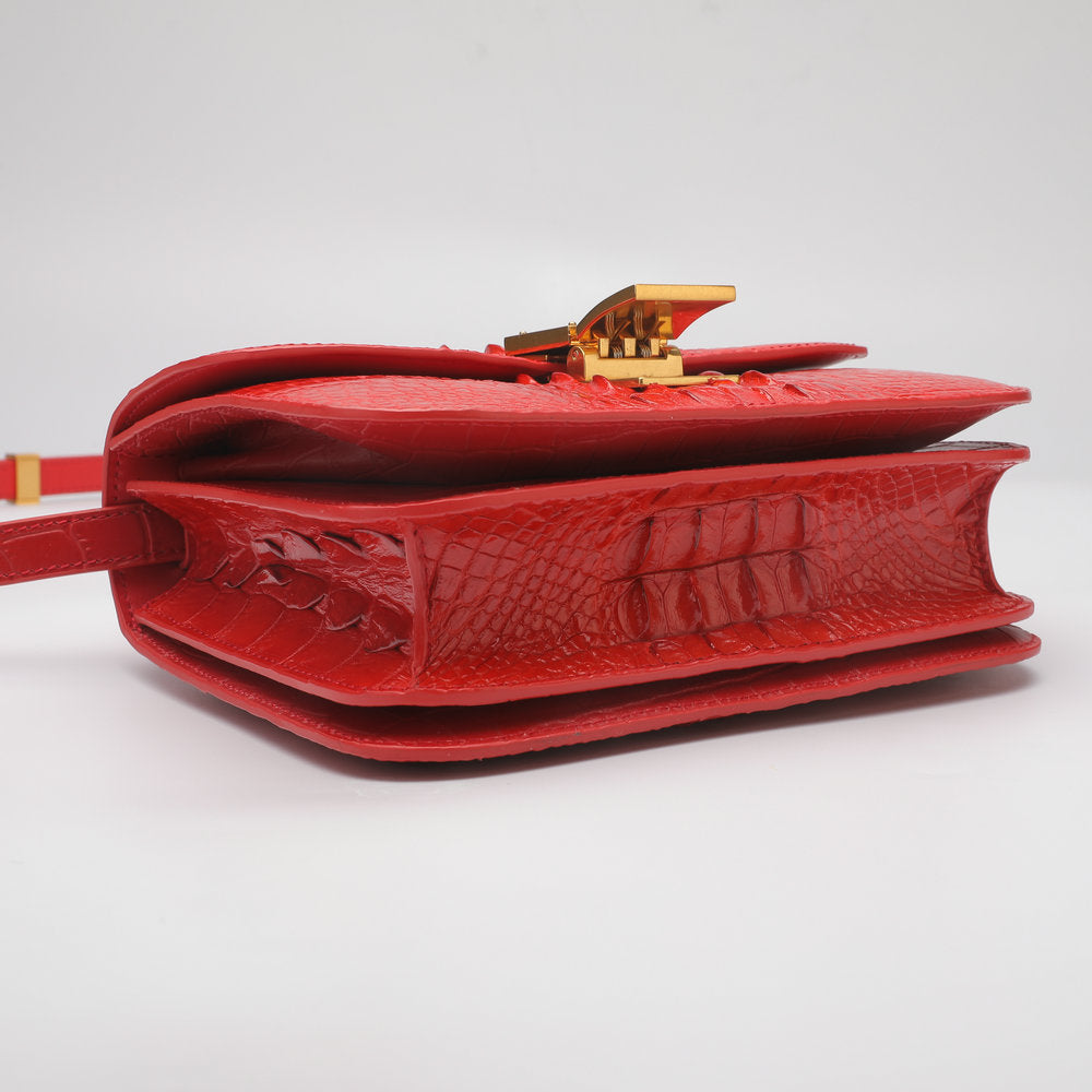 Siamese crocodile skin small square bag tofu bag shoulder bag ladies diagonal shoulder bag