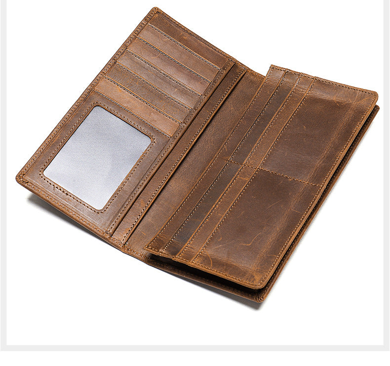 Men's long wallet handmade retro clutch bag coin holder wallet for men