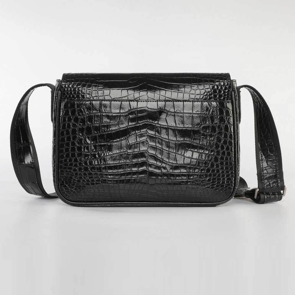 Siamese Crocodile Belly Skin Genuine Leather Cambridge Bag Men's Simple Commuting Casual Crossbody Shoulder Bag