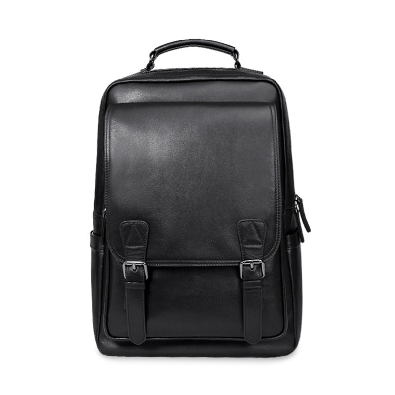 Men's backpack, genuine cowhide leather, casual business, travel fashion, waterproof, large capacity, double shoulder backpack