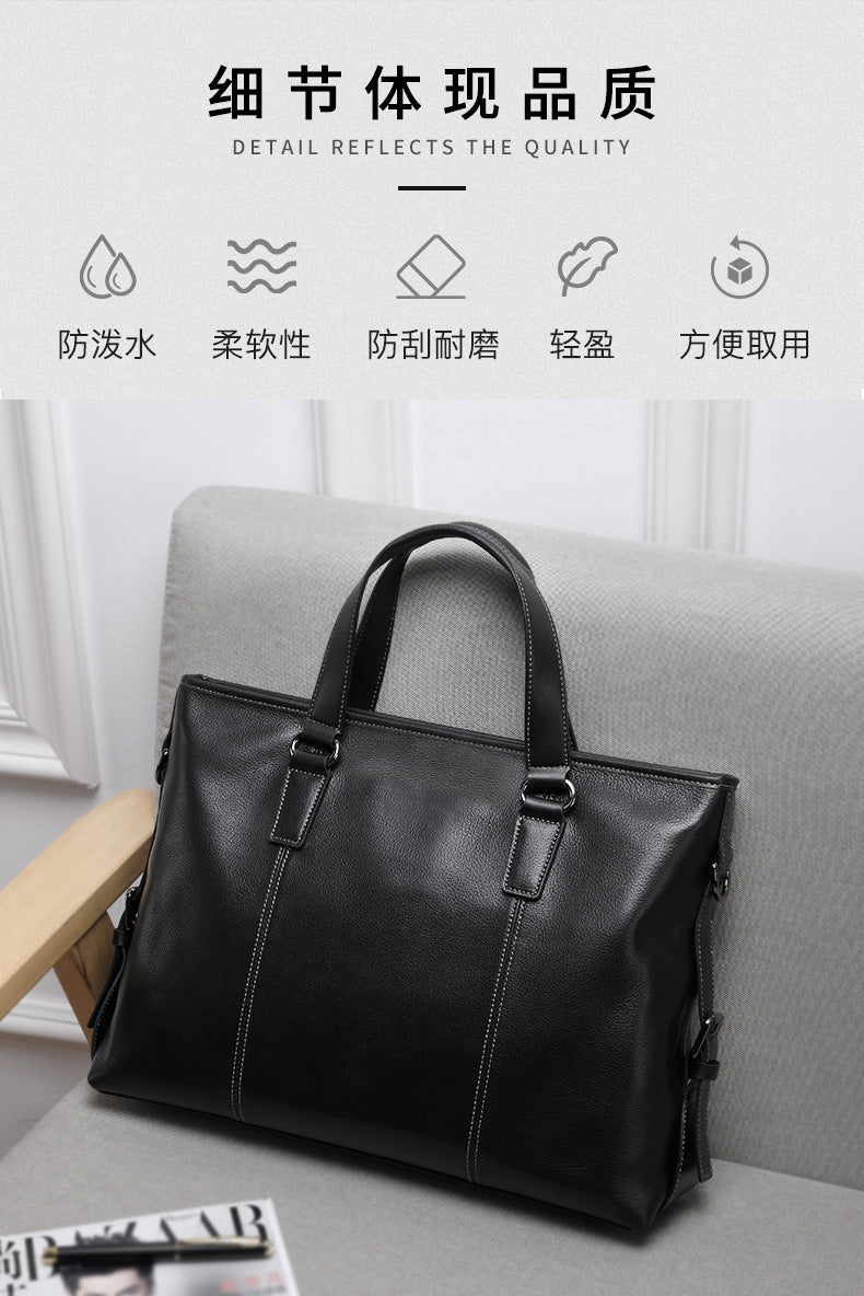 Men's Handbag Genuine Cowhide Leather Computer Bag Casual Business Briefcase Crossbody Bag