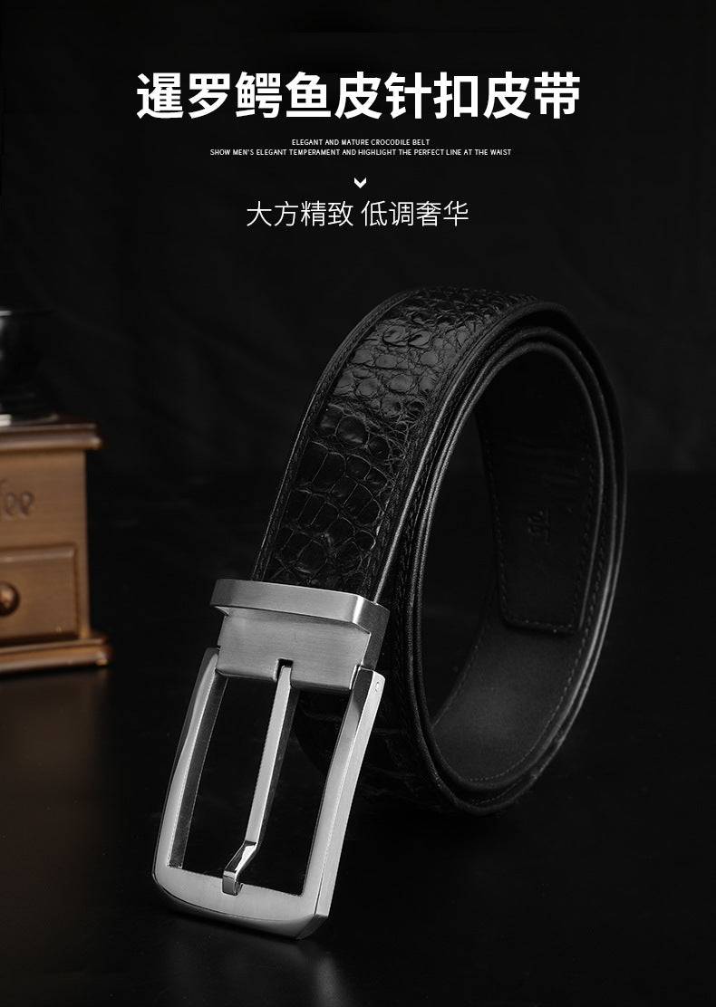 Siamese Crocodile Skin Men's Belt Genuine Leather Business Casual Width 3.8cm Men's Belt