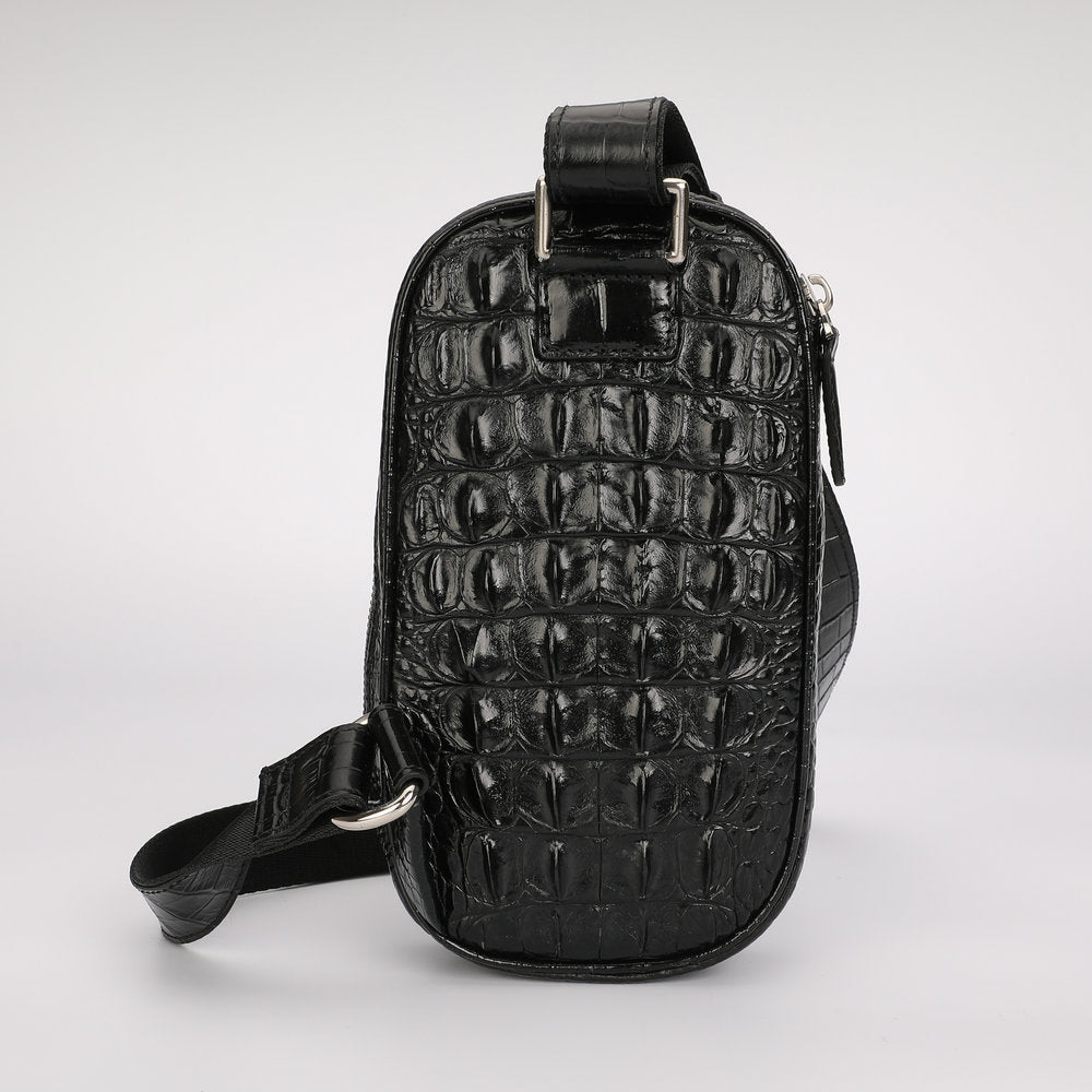 Crocodile Bone Skin Men's Bust Bag Genuine Leather Casual Outdoor Shoulder Bag Crossbody Bag Mini Fashion Waist Bag