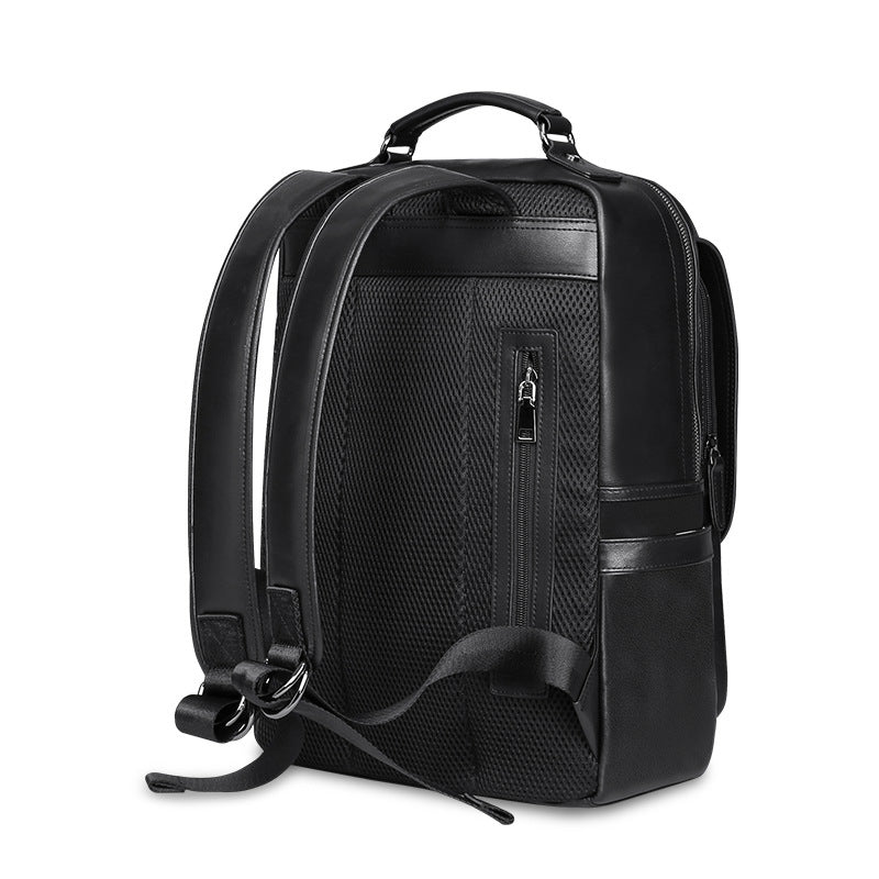 Men's backpack, genuine cowhide leather, casual business, travel fashion, waterproof, large capacity, double shoulder backpack