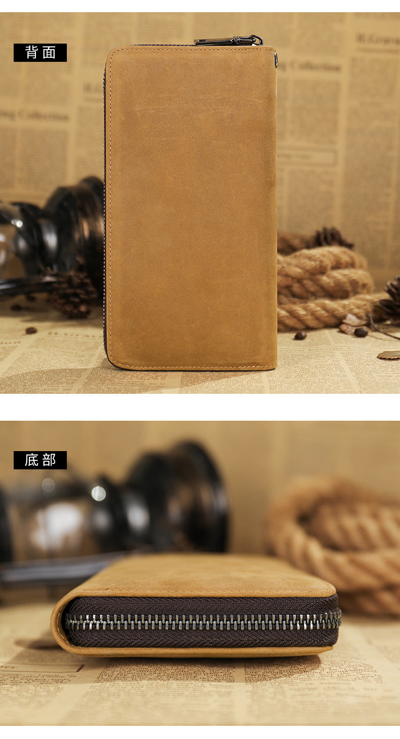 Men's long wallet wrist bag made of genuine cowhide leather high quality clutch bag men's wallet
