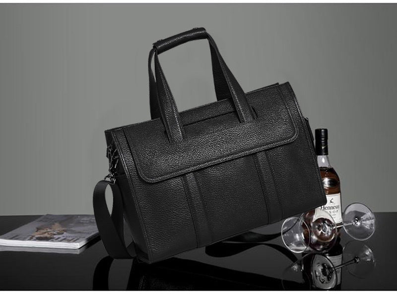 Men's briefcase genuine cowhide leather handbag computer bag business large capacity handbag