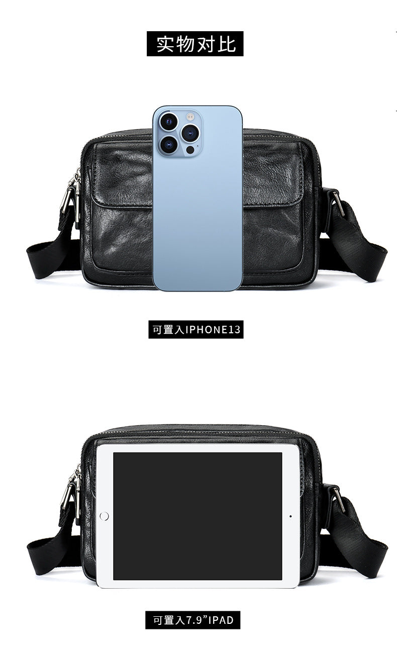 Men's Shoulder Bag Made of Genuine Cowhide Leather Casual Fashion Men's Crossbody Bag