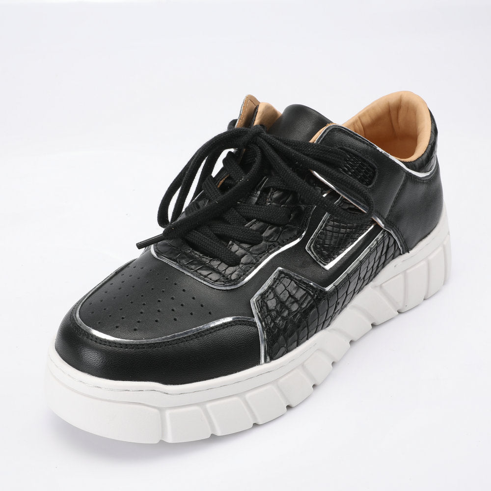 2023 New Crocodile Belly Skin Men's Casual Shoes Excellent Breathability Fashion Platform Men's Shoes