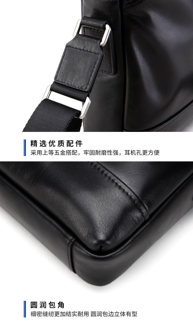 Men's shoulder bag, multi-functional, practical, genuine cowhide leather, business crossbody bag