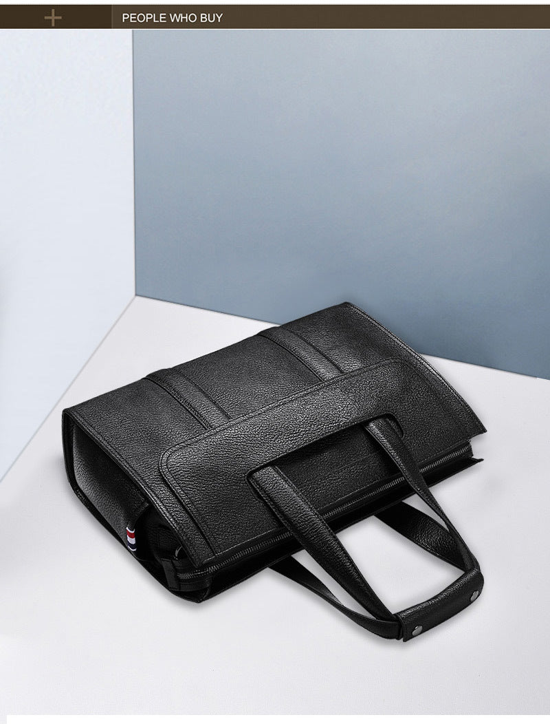 Men's briefcase genuine cowhide leather handbag computer bag business large capacity handbag