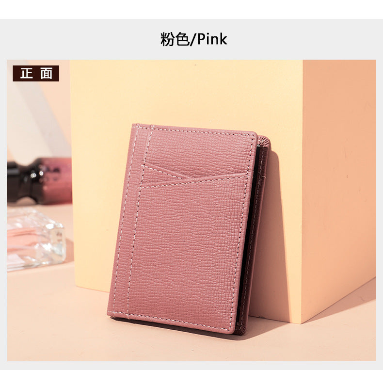 Men's Card Bag Cow Leather Thin Simple Card Holder RFID Card Clip for Men