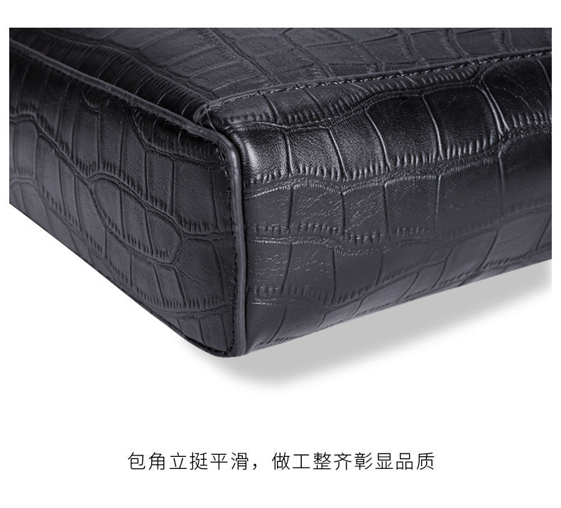 Men's Briefcase Handbag Cowhide Genuine Leather Computer Bag Business Large Capacity Fashion Crocodile Crest Handbag for Men