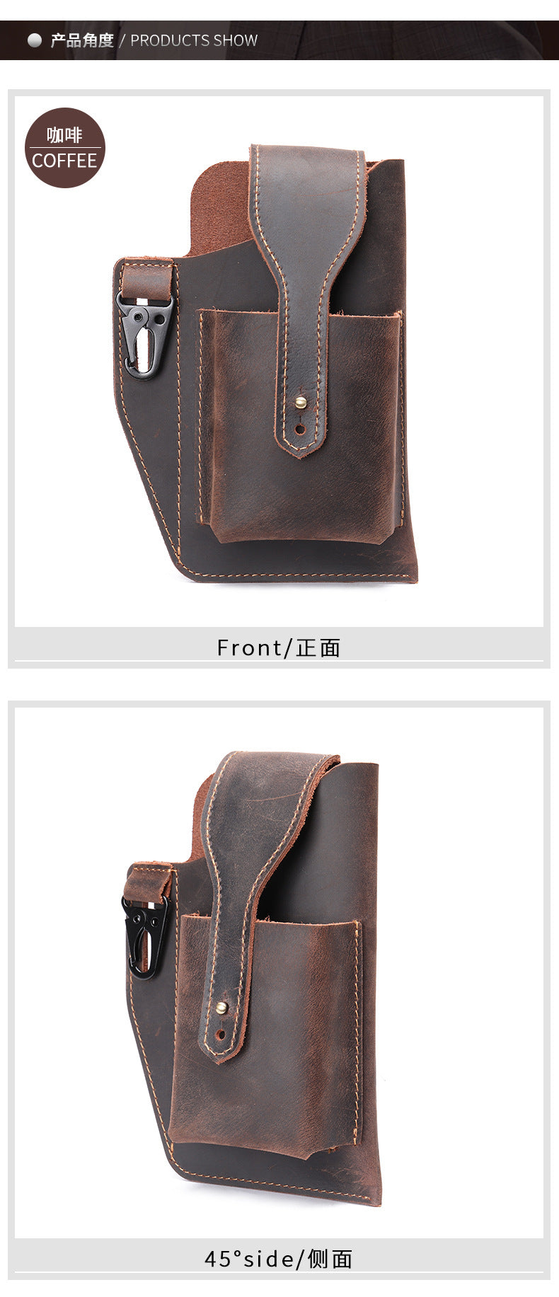 Men's waist bag cowhide sports lock bag for men