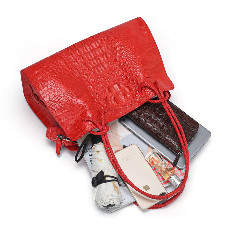 Crocodile leather large capacity ladies handbag Stylish simple ladies bag shoulder cross bag