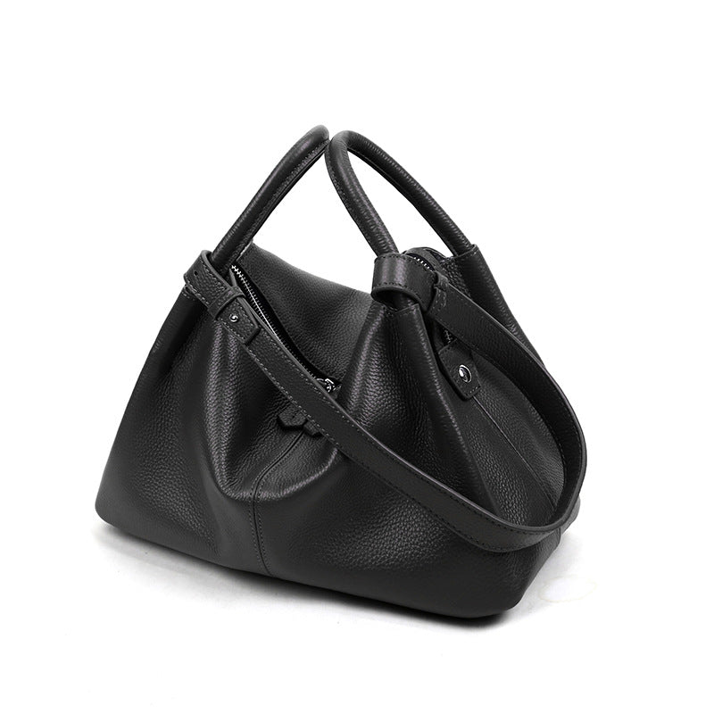 Ladies tote bag genuine leather bag large capacity simple commuter bag zipper handbag crossbody bag