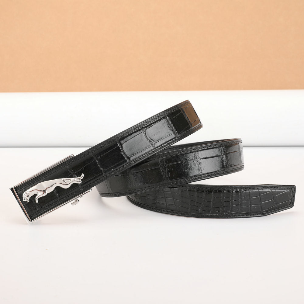 Men's Belt Siamese Crocodile Skin Genuine Leather Automatic Buckle Casual Men's Belt