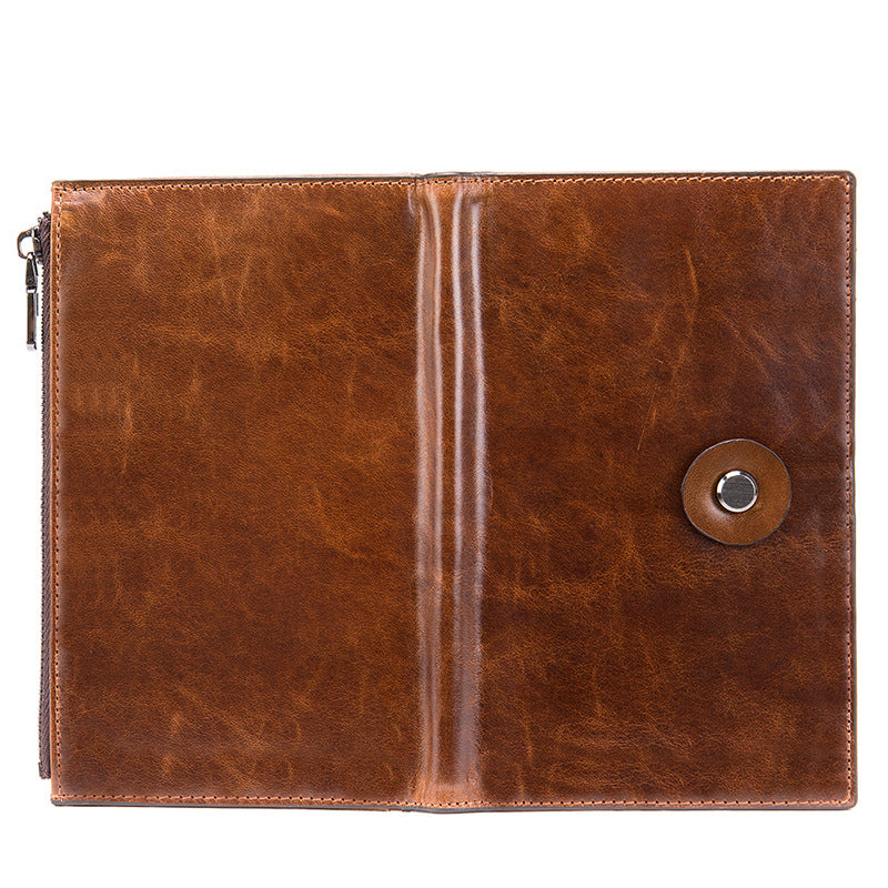 Men's Wallet Made of Genuine Cow Leather Retro Unique Fashion Card Holder Earphone Code Card Pocket