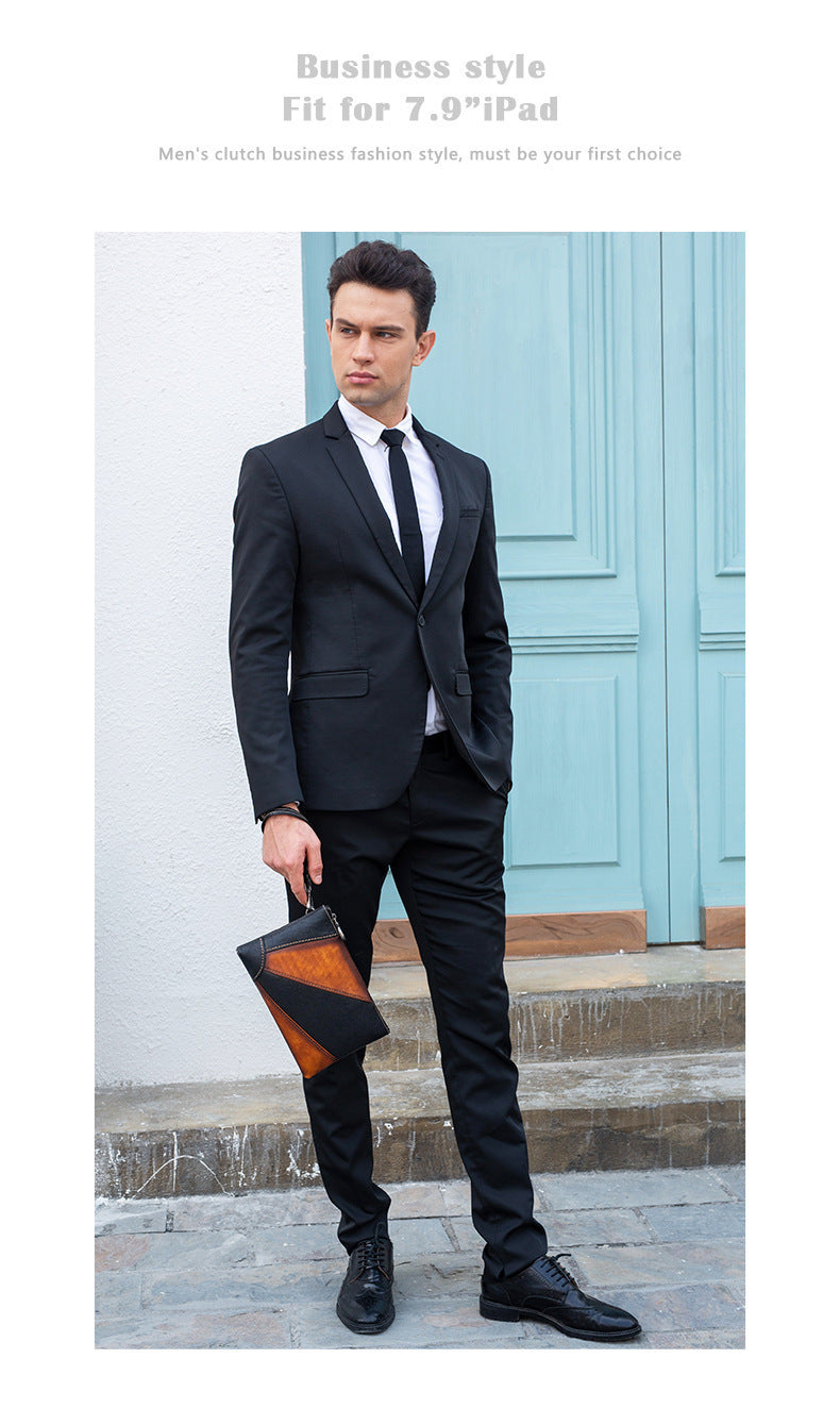 Men's Clutch Bag, Cowhide Genuine Leather, Large Capacity, Retro Fashion, Men's Handbag