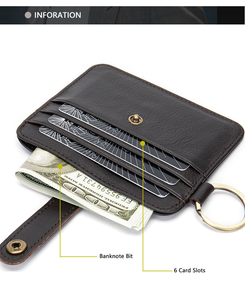 Men's wallet cowhide thin coin card holder casual card bag for men