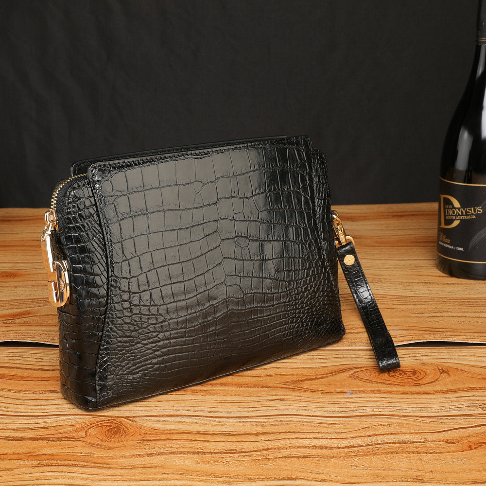 Crocodile Belly Skin Men's Bag Business Large Capacity Casual Security Lock Handbag