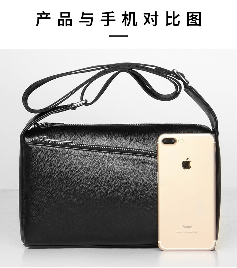 Men's Shoulder Bag Cowhide Genuine Leather Korean Fashion Casual Crossbody Bag