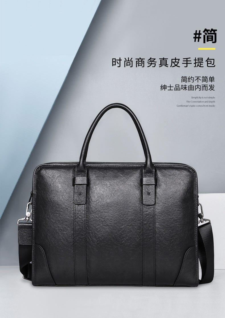 Men's handbag, genuine cowhide leather, crossbody bag, business, large capacity briefcase, computer bag