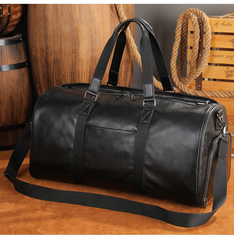 Men's travel bag Dry and wet separation cowhide genuine leather short distance business trip handbag handbag fitness travel bag large capacity men's luggage bag