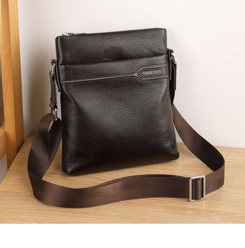 Men's Shoulder Bag Genuine Leather Cowhide Business Crossbody Bag for Men