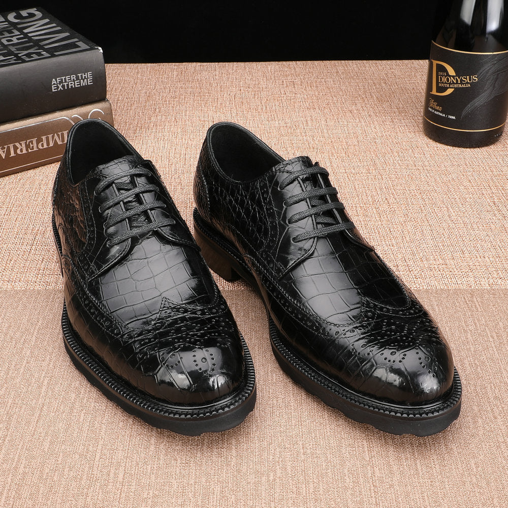 New Men's Leather Shoes Crocodile Belly Skin Genuine Leather Breathable Business Suit Shoes