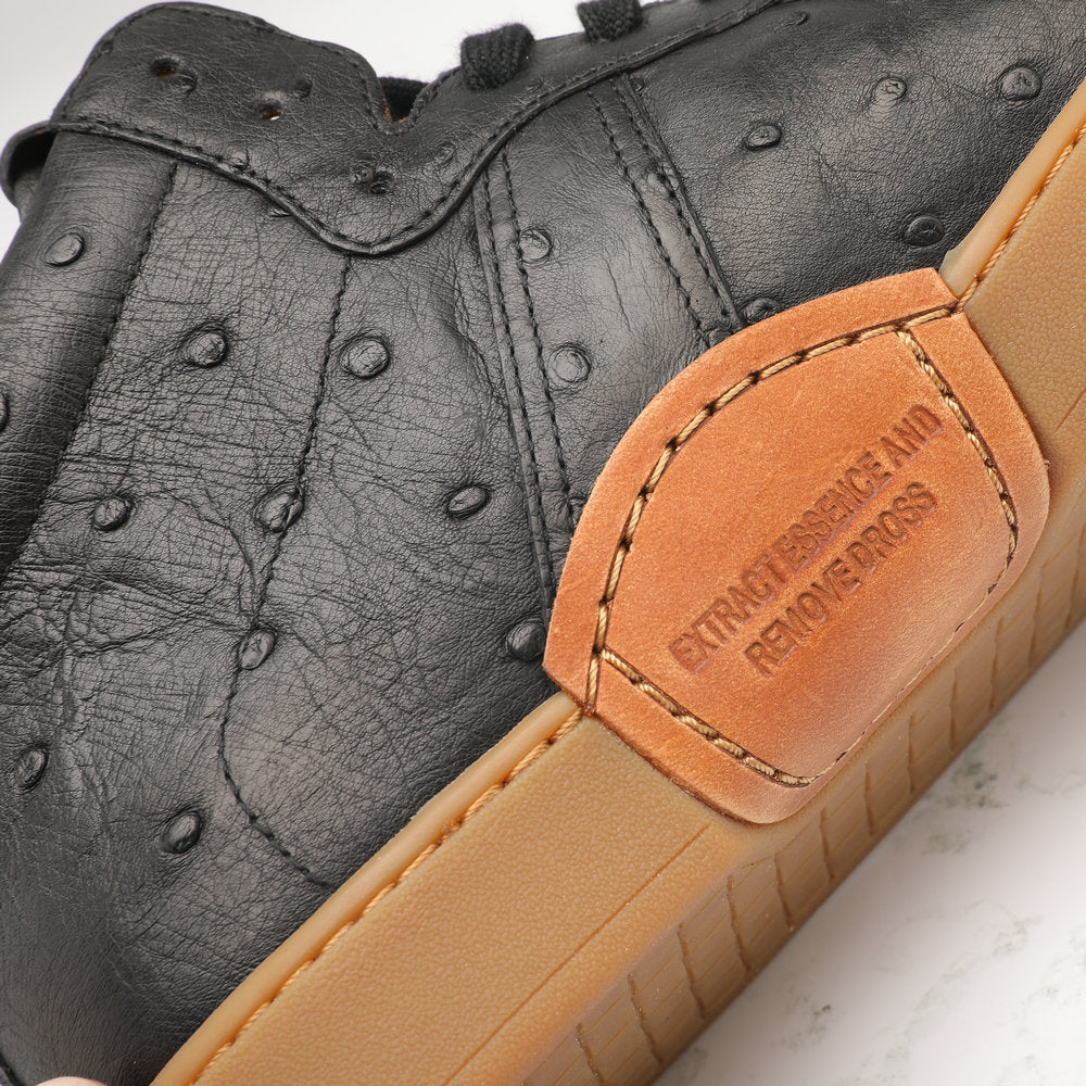 Ostrich skin genuine leather men's shoes fashion casual short boots