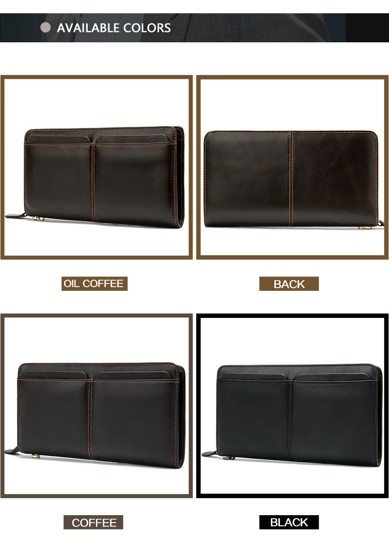 Men's long wallet cowhide clutch bag business wallet for men