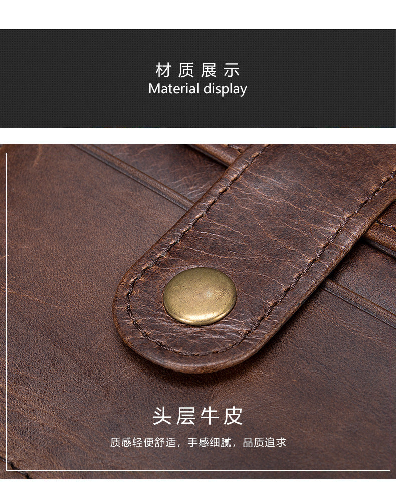 Men's Wallet Genuine Cow Leather Large Capacity Card Bag Retro Card Holder Men's Wallet