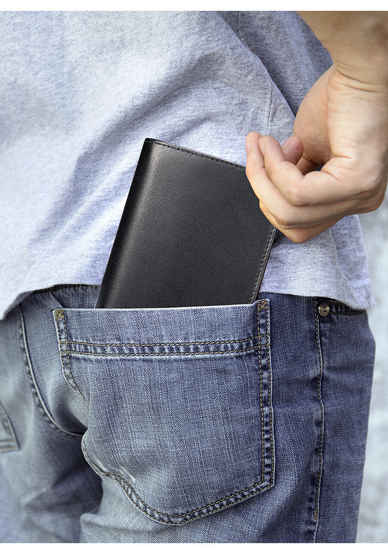 Men's Short Wallet Genuine Cowhide Leather RFID Anti-Theft Card Bag Retro Men's Wallet