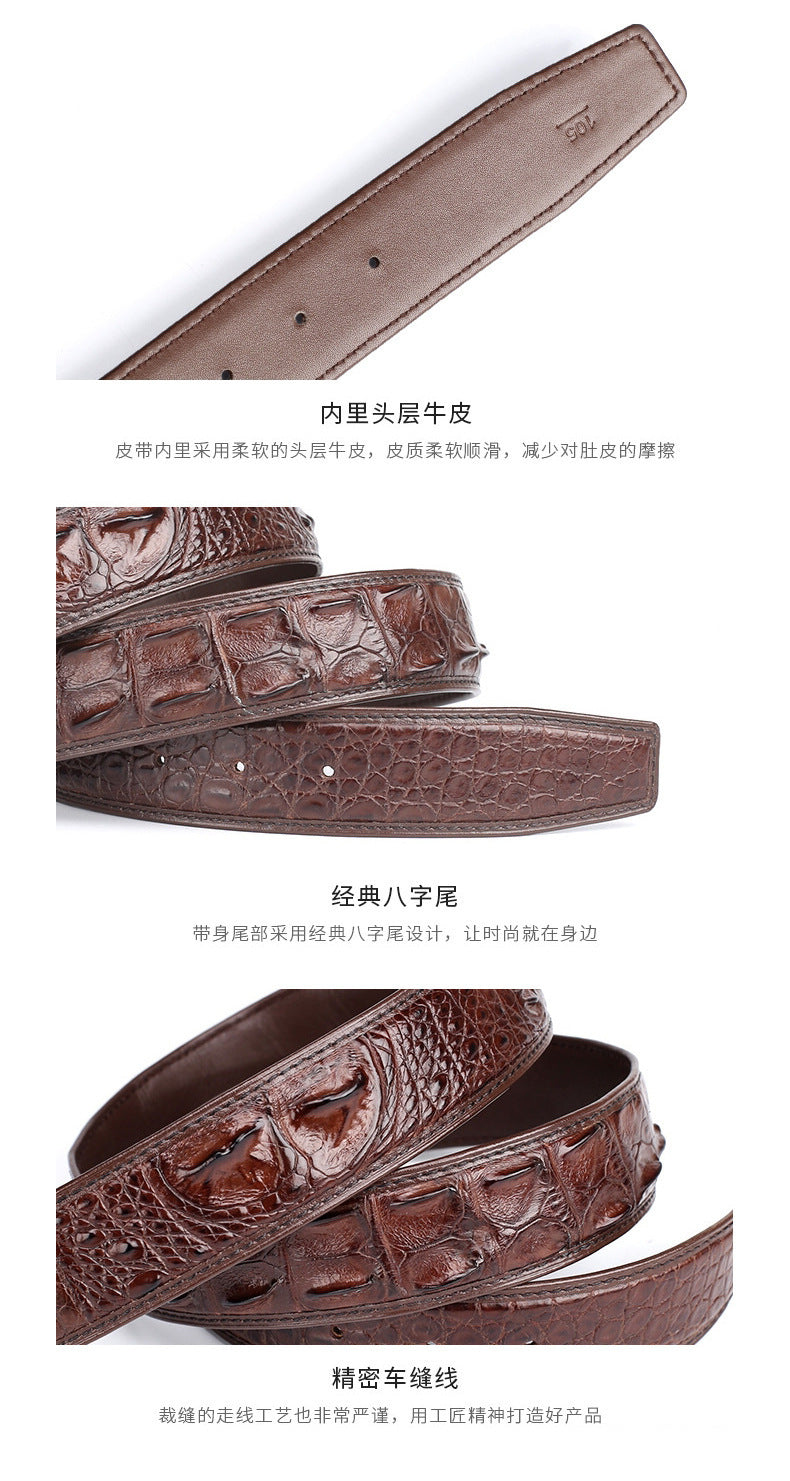 Taiwan Crocodile Skin Osteoderm Men's Belt Genuine Leather No Pieces Smooth Buckle Men Belt No Buckle