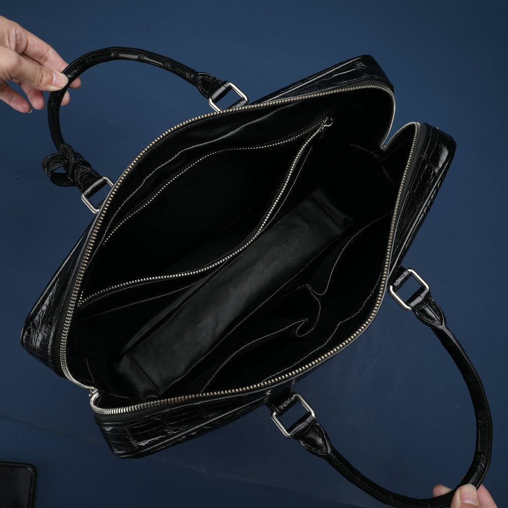 Siamese Crocodile Belly Skin Genuine Leather Men's Briefcase High Quality Men's Office Bag Business Bag File Bag Handbag