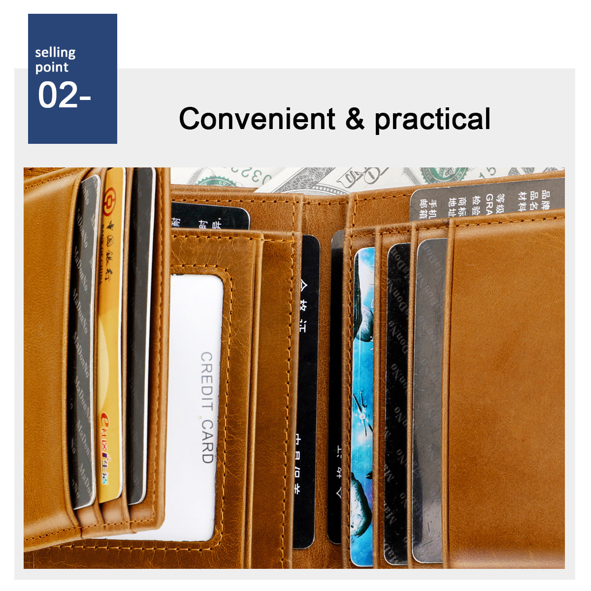 Men's wallet genuine cowhide leather RFID anti-theft brush large capacity multi-functional men's wallet