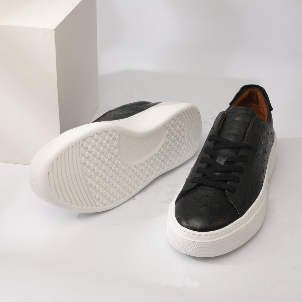 Ostrich Skin Men Shoes Fashion Genuine Leather Sneakers Men's Casual Sports Shoes