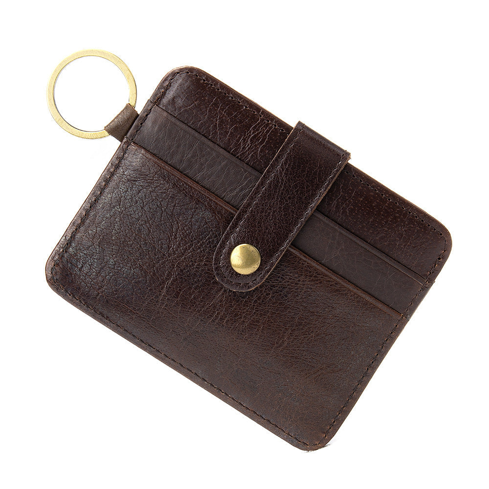 Men's wallet cowhide thin coin card holder casual card bag for men