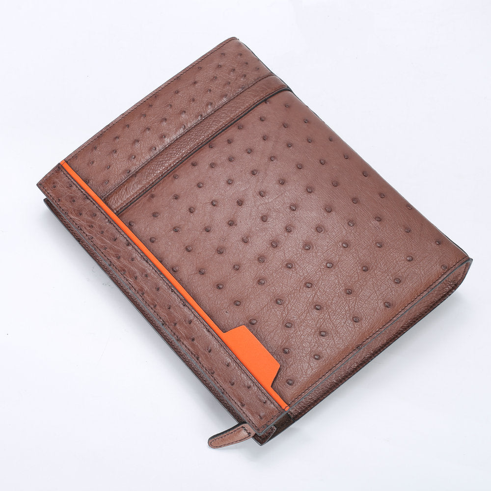 New Ostrich Skin Genuine Leather Men's Handbag Business Casual High Quality Men's Bag