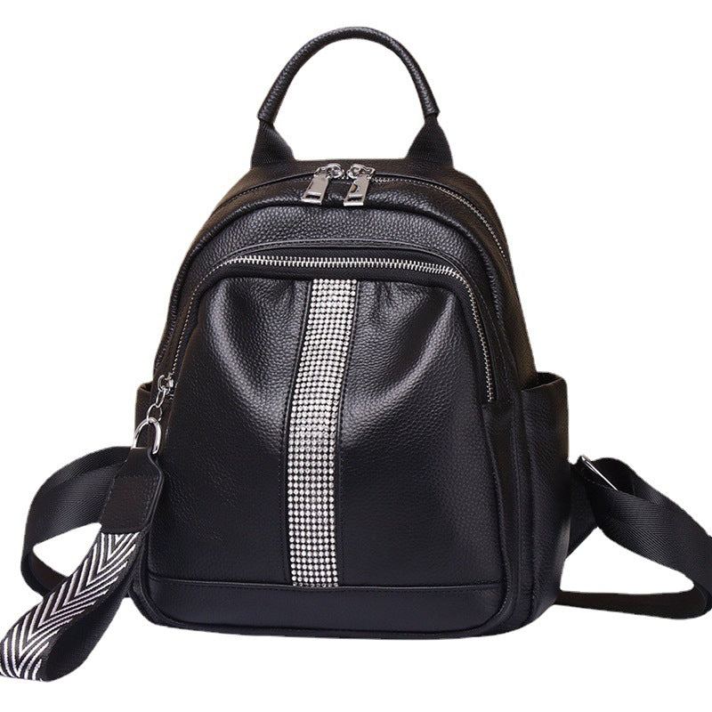 Genuine leather ladies shoulder bag women cowhide rucksack zipper commuting