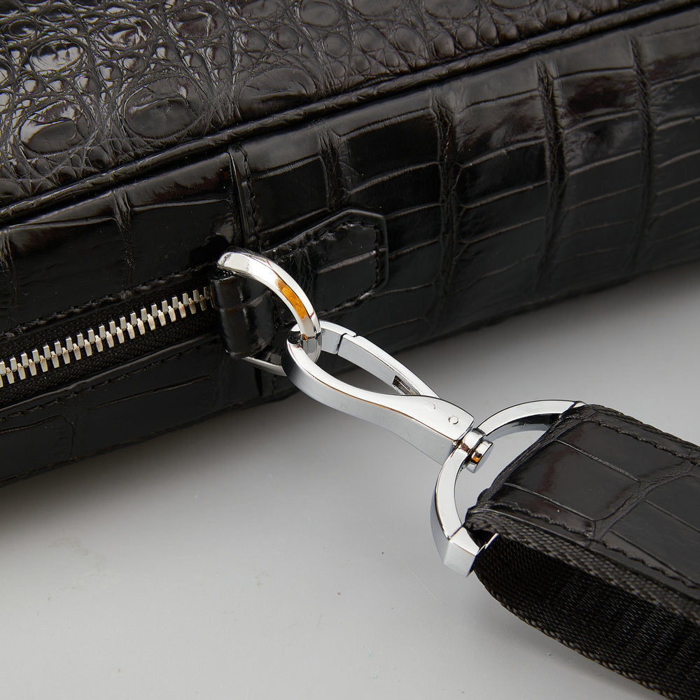 Siamese Crocodile Skin Genuine Leather Men's Briefcase Handbag Casual Business Trip Commuting Business Bag Office Bag File Bag Handbag