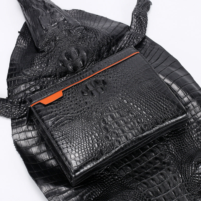 New type crocodile belly skin genuine leather men's handbag casual business large capacity card holder men's bag